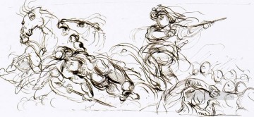 Estudio para el cofre de guerra Romántico Eugene Delacroix Pinturas al óleo